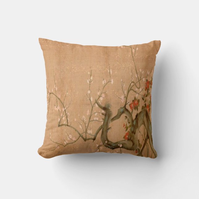 Cherry Blossom Throw Pillow (Front)