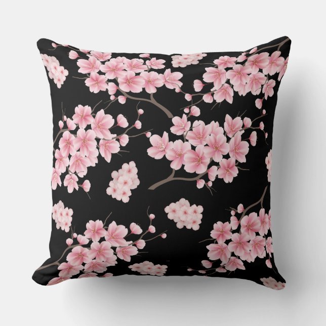 Cherry Blossom Throw Pillow (Front)