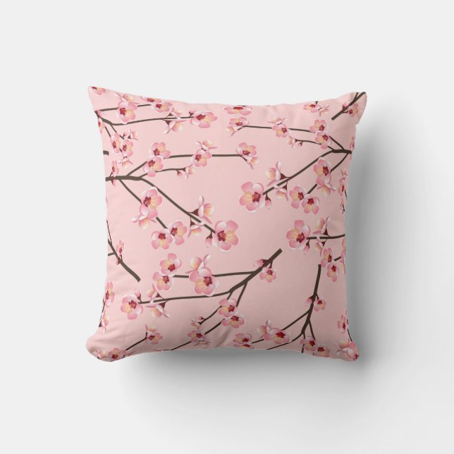 Cherry Blossom Throw Pillow (Front)