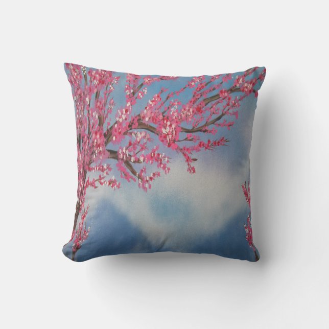 Cherry Blossom Throw Pillow (Front)