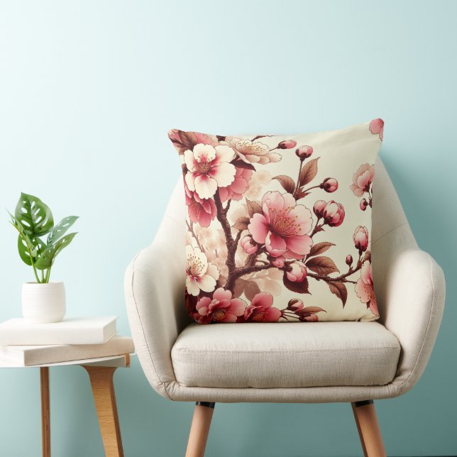 Cherry Blossom Throw Pillow (Chair)
