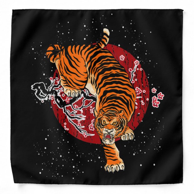 Cherry Blossom Tiger Bandana (Front)