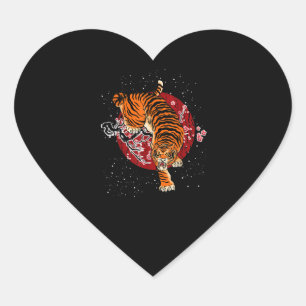 Cherry Blossom Tiger Heart Sticker