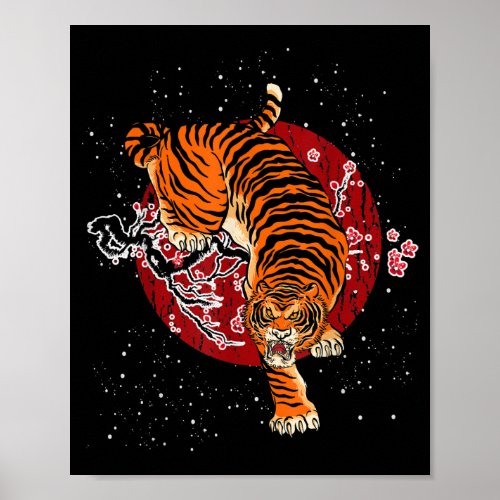 Cherry Blossom Tiger Poster