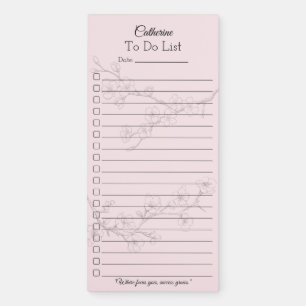 Cherry Blossom To Do List Pad/ Floral Checklist Magnetic Notepad