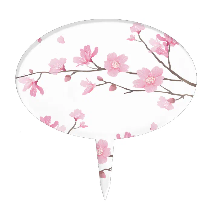 Cherry Blossom Transparent Background Cake Topper Zazzle Com