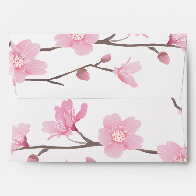 Cherry Blossom - Transparent Background Envelope (Back (Top Flap))