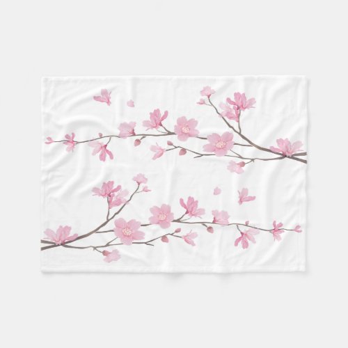 Cherry Blossom _ Transparent Background Fleece Blanket