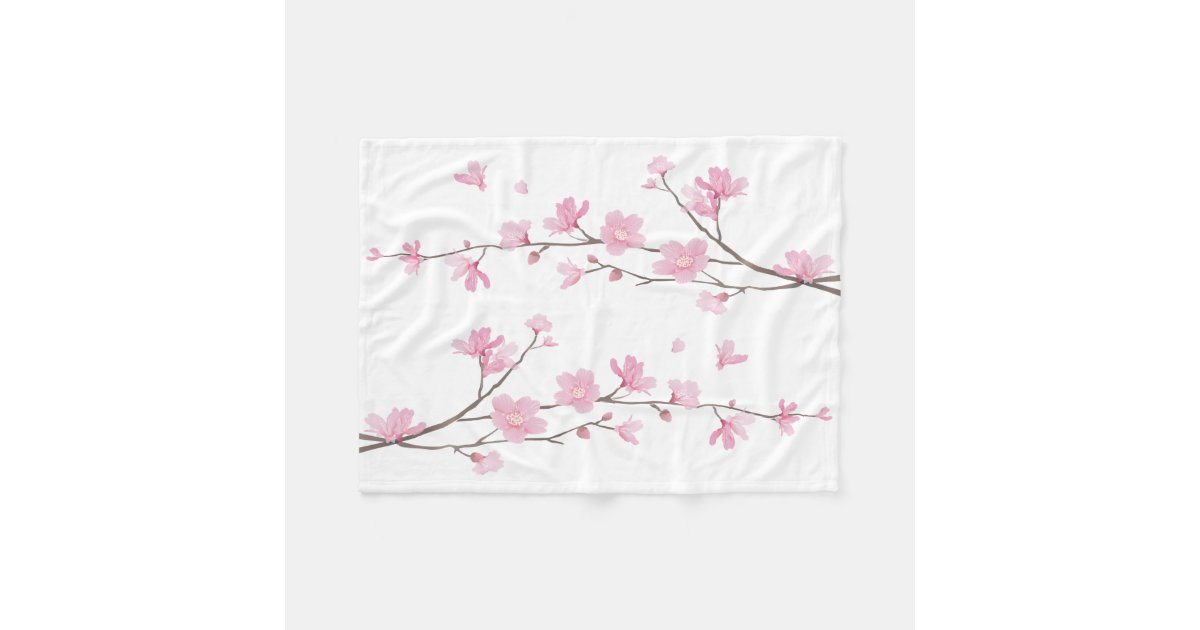Cherry Blossom Transparent Background Fleece Blanket Zazzle