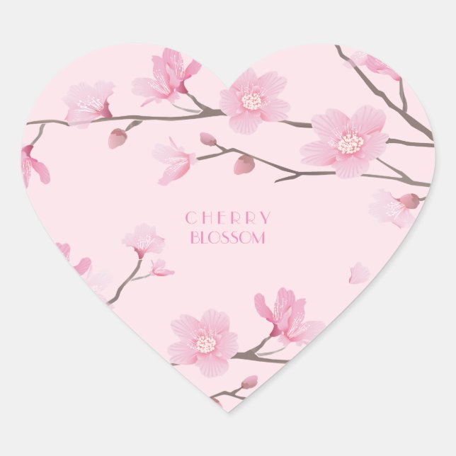 Cherry Blossom - Transparent-Background Heart Sticker (Front)