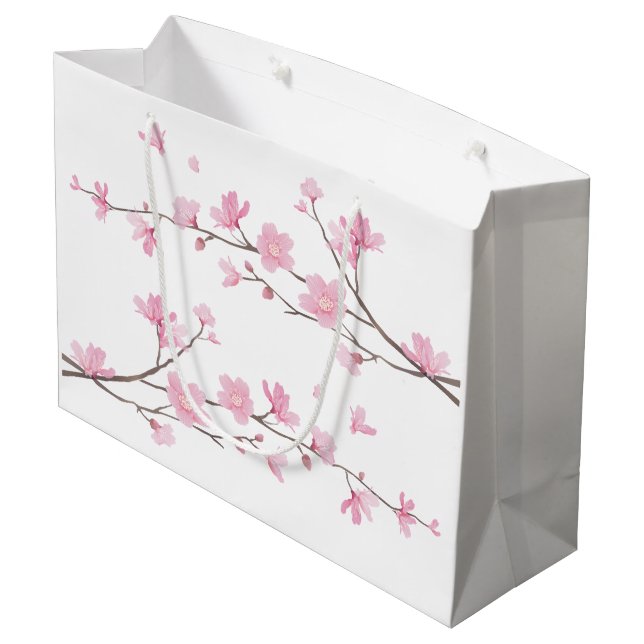 Cherry Blossom - Transparent Background Large Gift Bag (Back Angled)