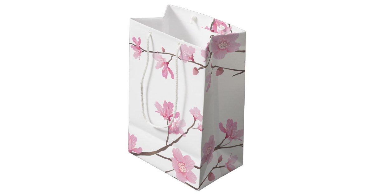 Cherry Blossom Transparent Background Medium Gift Bag Zazzle