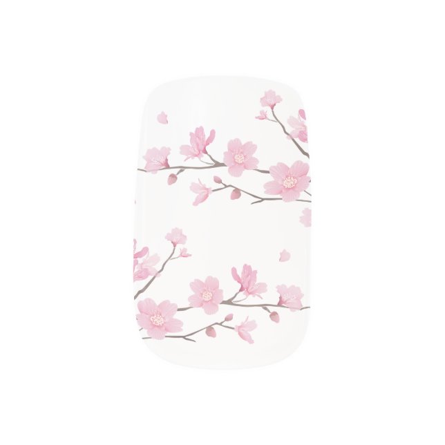 Cherry Blossom - Transparent Background Minx Nail Art (Left Thumb)