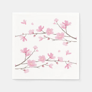 Cherry Blossom - Transparent Background Paper Napkins