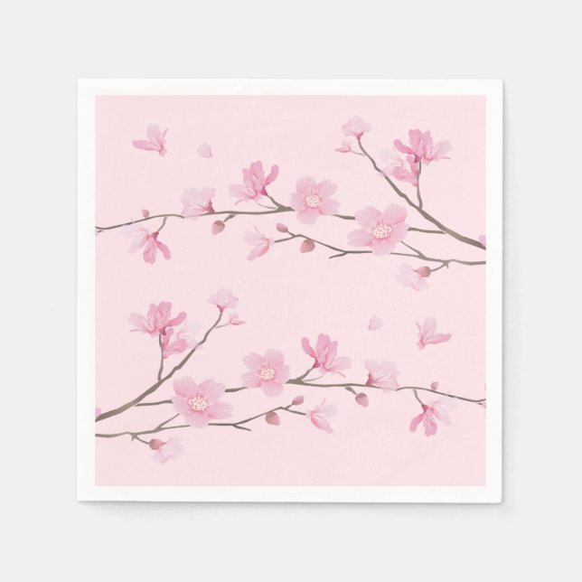 Cherry Blossom - Transparent Background Paper Napkins (Front)