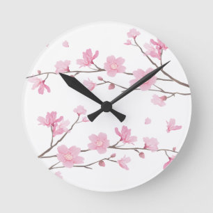 Cherry Blossom - Transparent-Background Round Clock