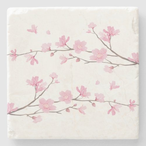 Cherry Blossom _ Transparent Background Stone Coaster