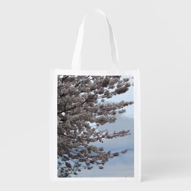 Cherry Blossom Tree Art Grocery Bag (Front)