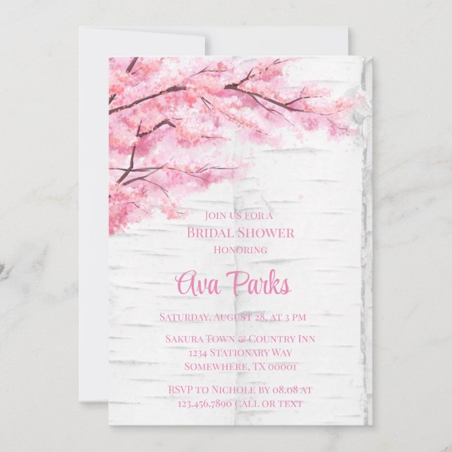 Cherry Blossom Tree Bark Bridal Shower Invitation (Front)