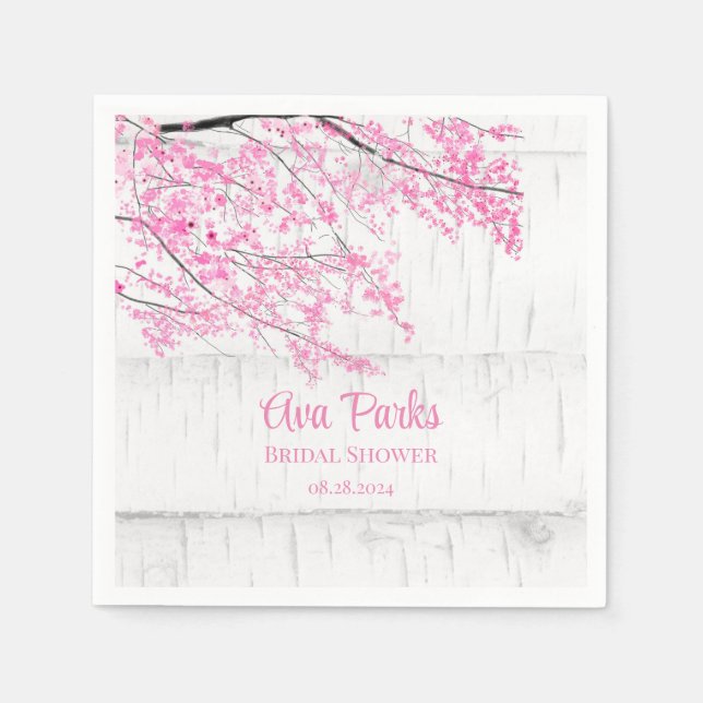 Cherry Blossom Tree Bark Bridal Shower Napkins (Front)