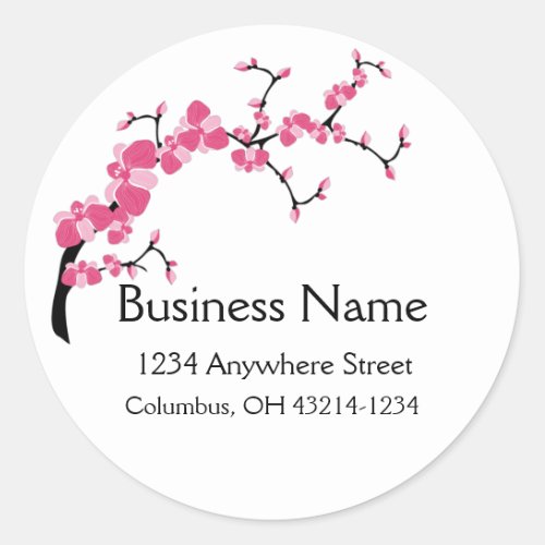 Cherry Blossom Tree Branch Round Address Labels