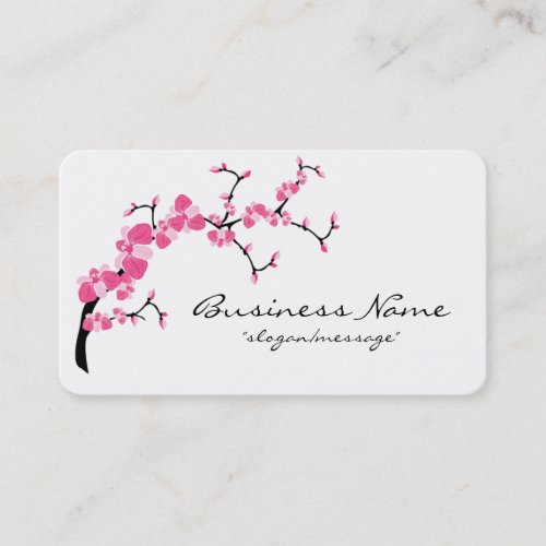 Cherry Blossom Tree Branch Rounded Business Card