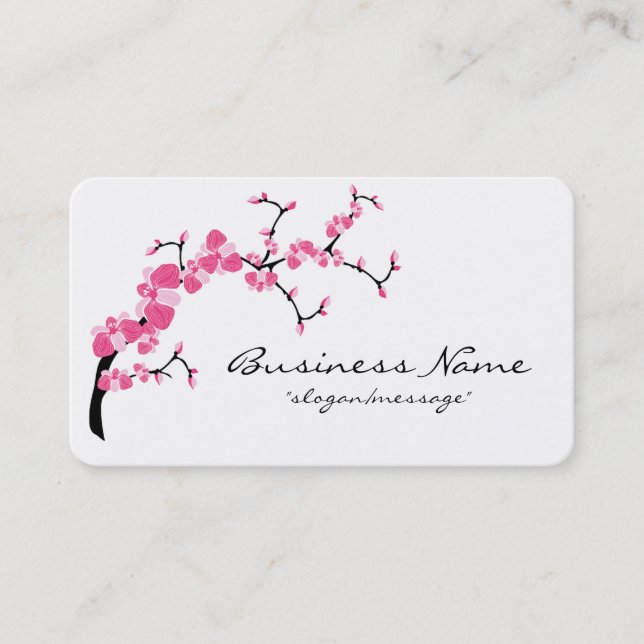 Cherry Blossom Tree Branch Rounded Business Card (Front)
