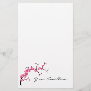 Cherry Blossom Tree Branch Stationery Design 1