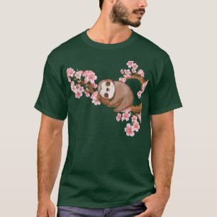 Cherry Blossom Tree Japanese Art Sloth Lover T-Shirt