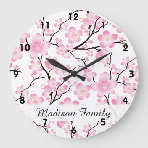 cherry blossom tree japanese spring pattern clock