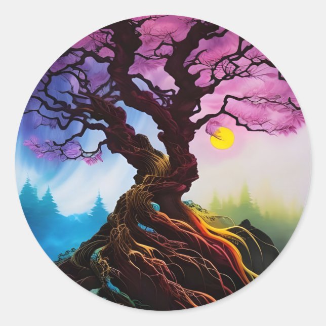Cherry blossom Tree of life Classic Round Sticker (Front)