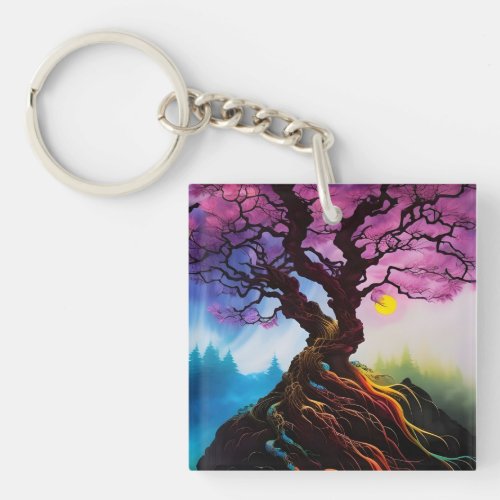 Cherry blossom Tree of life Keychain