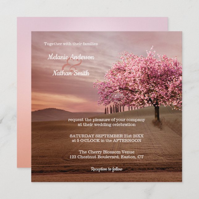 Cherry Blossom Tree Orchard Wedding Invitation (Front/Back)
