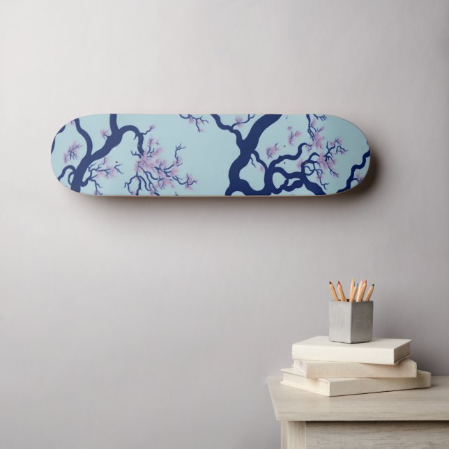 Cherry Blossom Tree Pattern Skateboard (Wall Art (Horz))