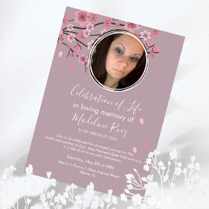 Cherry Blossom Tree Petals Celebration of Life Invitation