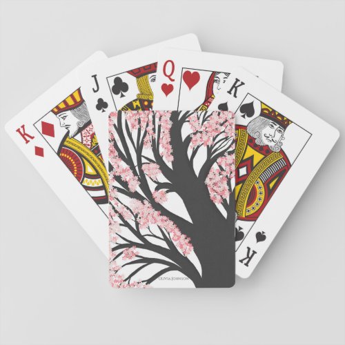 Cherry Blossom Tree Pink Flowers Playing Cards