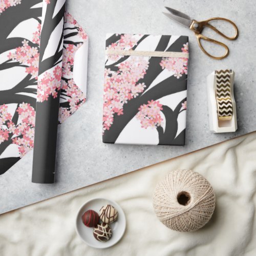 Cherry Blossom Tree Pink Flowers Wrapping Paper
