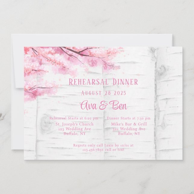 Cherry Blossom Tree Rehearsal Dinner  Invitation (Front)