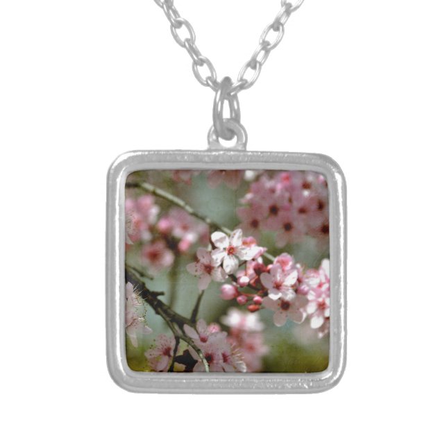 Cherry Blossom Tree Silver Plated Necklace (Front)