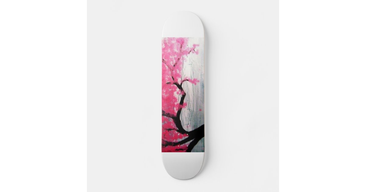 Japanese Anime Girl Under A Cherry Blossom Tree Skateboard