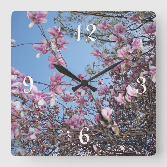 Cherry Blossom Tree Square Wall Clock (Front)