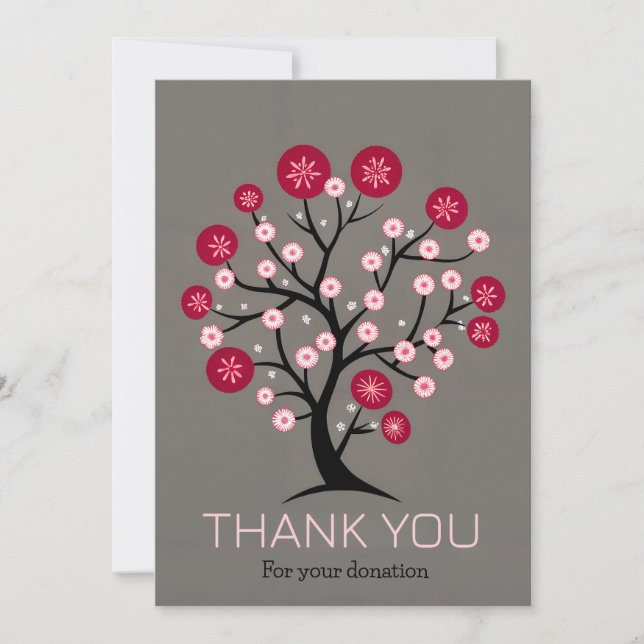 Cherry Blossom Tree Thank You For Donation Holiday Card (Front)