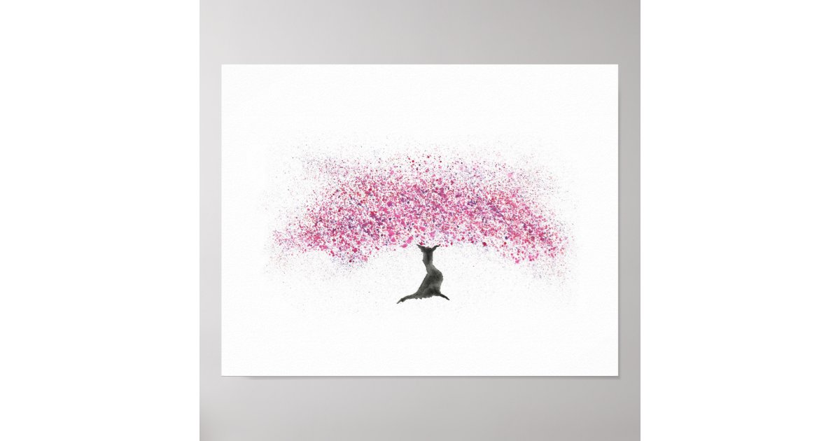 Cherry Blossom Tree Watercolor Poster | Zazzle