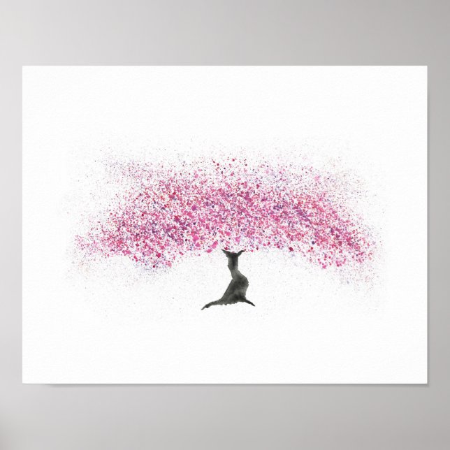 Cherry Blossom Tree Watercolor Poster (Front)