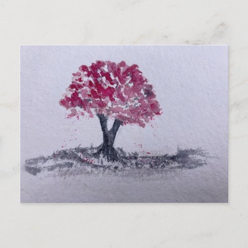 Cherry Blossom Tree Watercolour original artwork Postcard