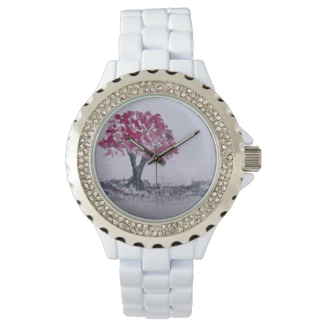 Cherry Blossom Tree Watercolour original artwork Watch (Front)
