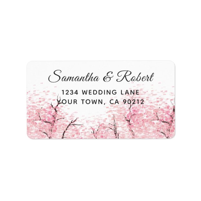 Cherry Blossom Tree Wedding Address Label (Front)