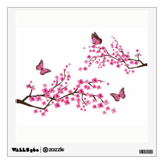 Cherry Blossom Tree with Butterflies Wall Decals
