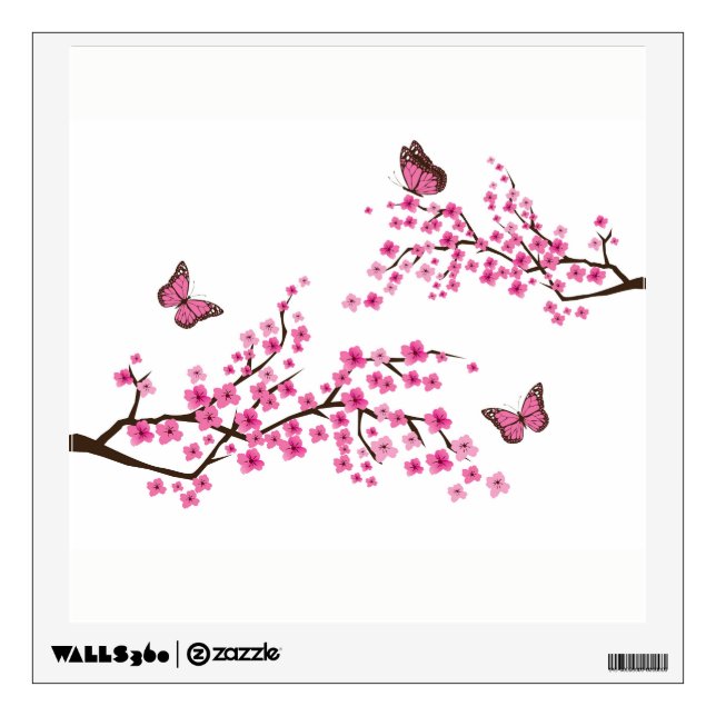 Cherry Blossom Tree with Butterflies Wall Decals (Front)