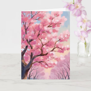 Cherry Blossom Trees Pink Floral Painting Card